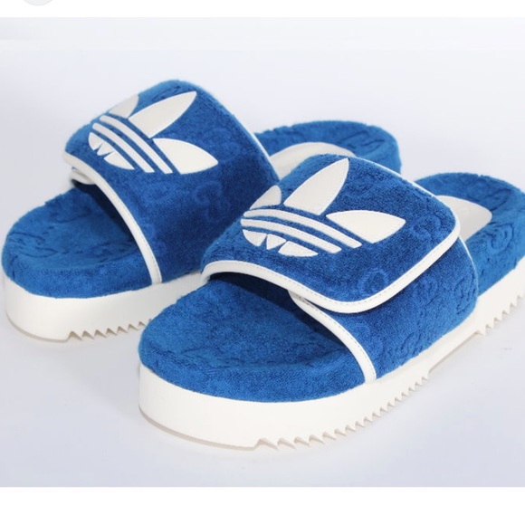 NEW Gucci x Adidas GG monogram logo slide sandals - Picture 2 of 11